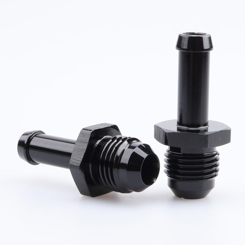 AC PERFORMANCE -6 AN Male Flare to 5/16" Push on Hose Barb Adapter Fitting Aluminum Black, Pack of 2 - Image 3